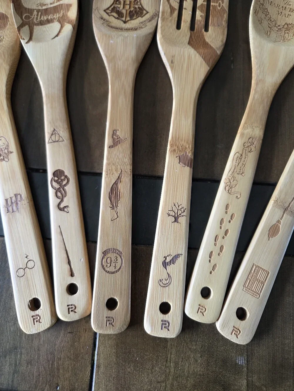 New Harry Potter Wooden Bamboo Spoon Set New Without Box
